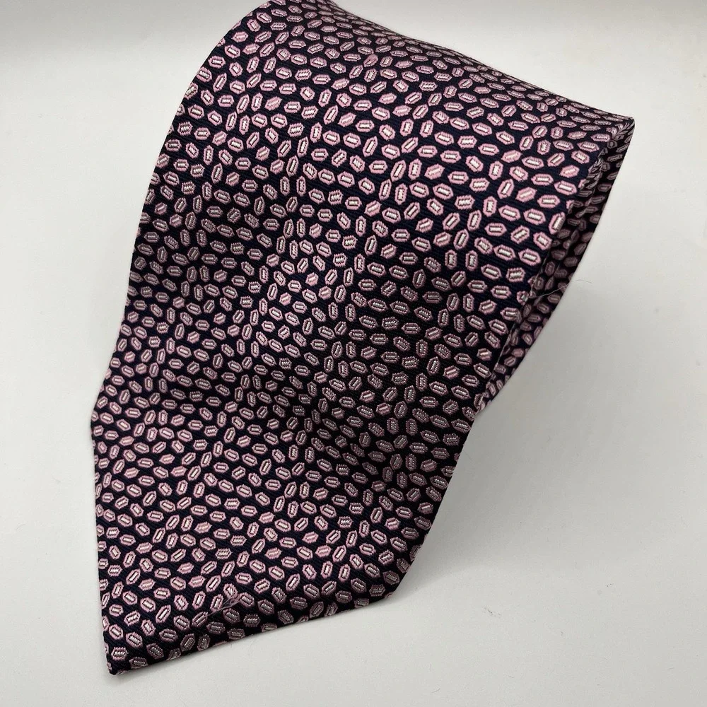 Brooks Brothers Necktie Men Silk‎ Red Pink Stain Resistant USA Made